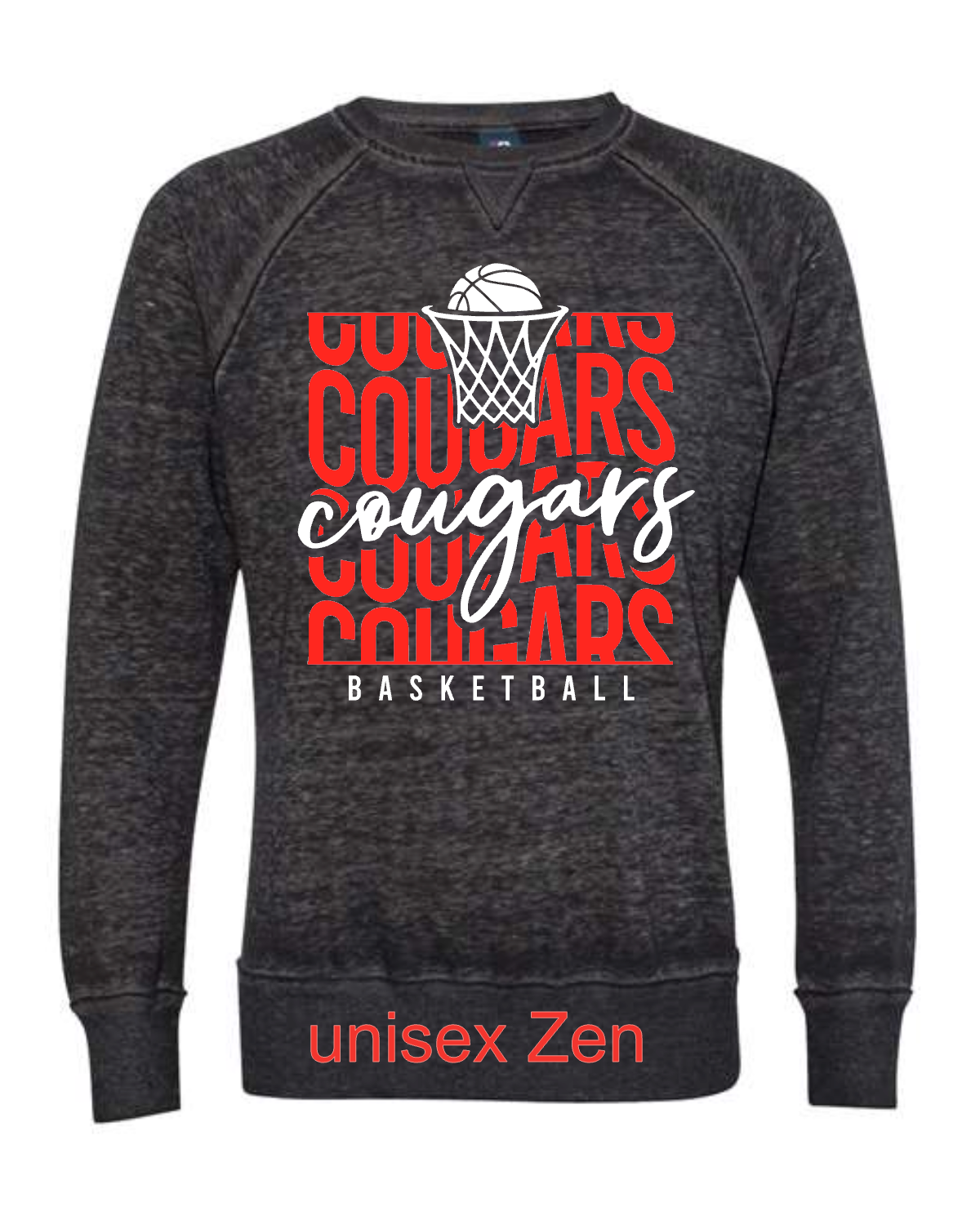 Stacked Cougars Basketball on black