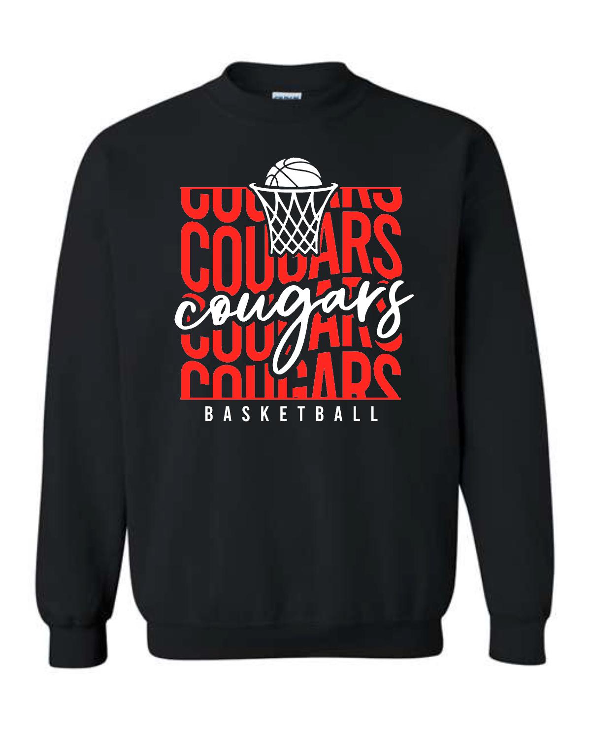 Stacked Cougars Basketball on black