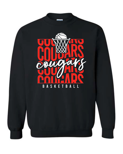 Stacked Cougars Basketball on black