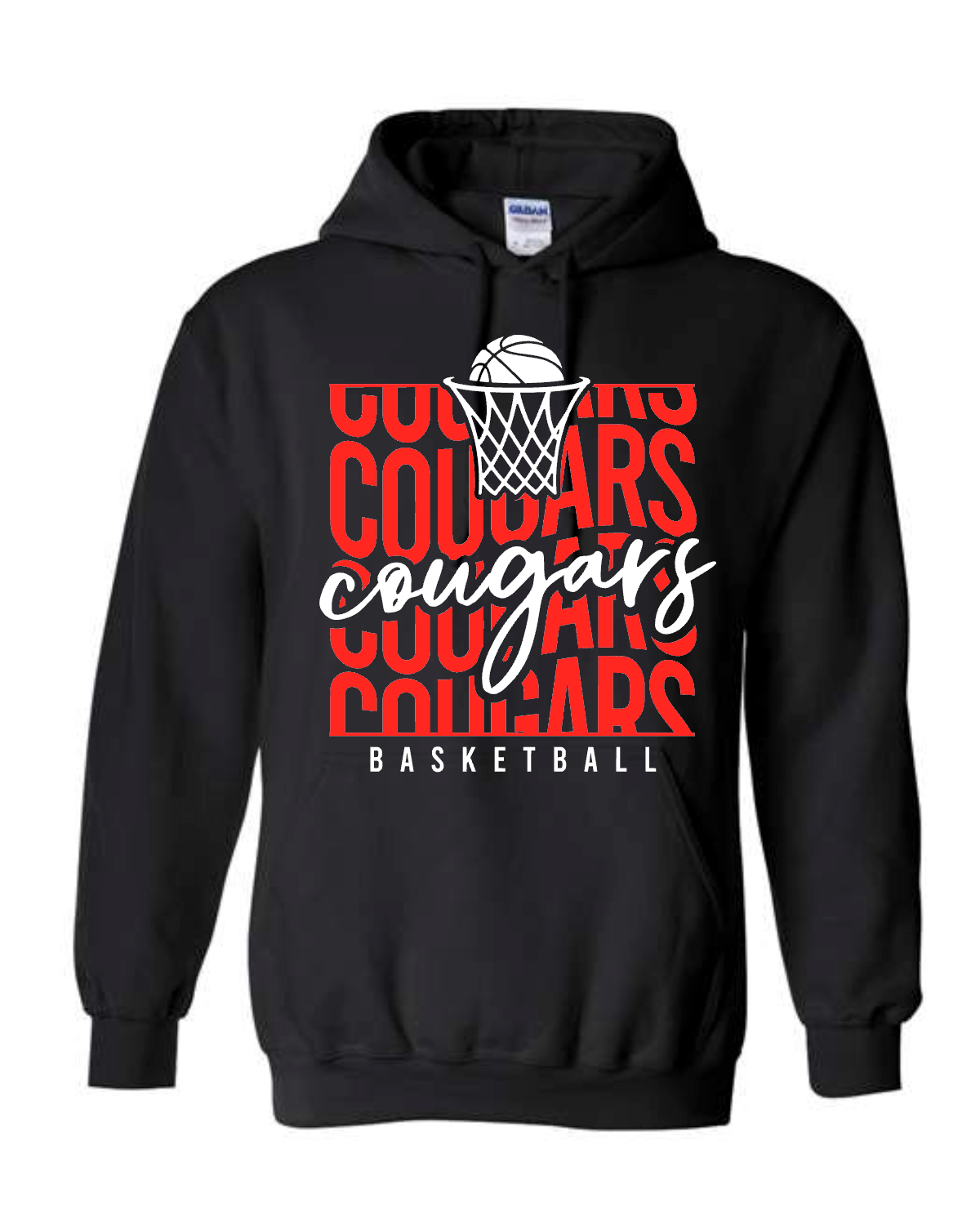 Stacked Cougars Basketball on black