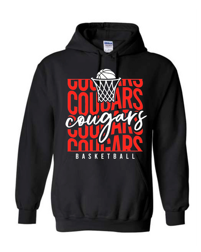 Stacked Cougars Basketball on black