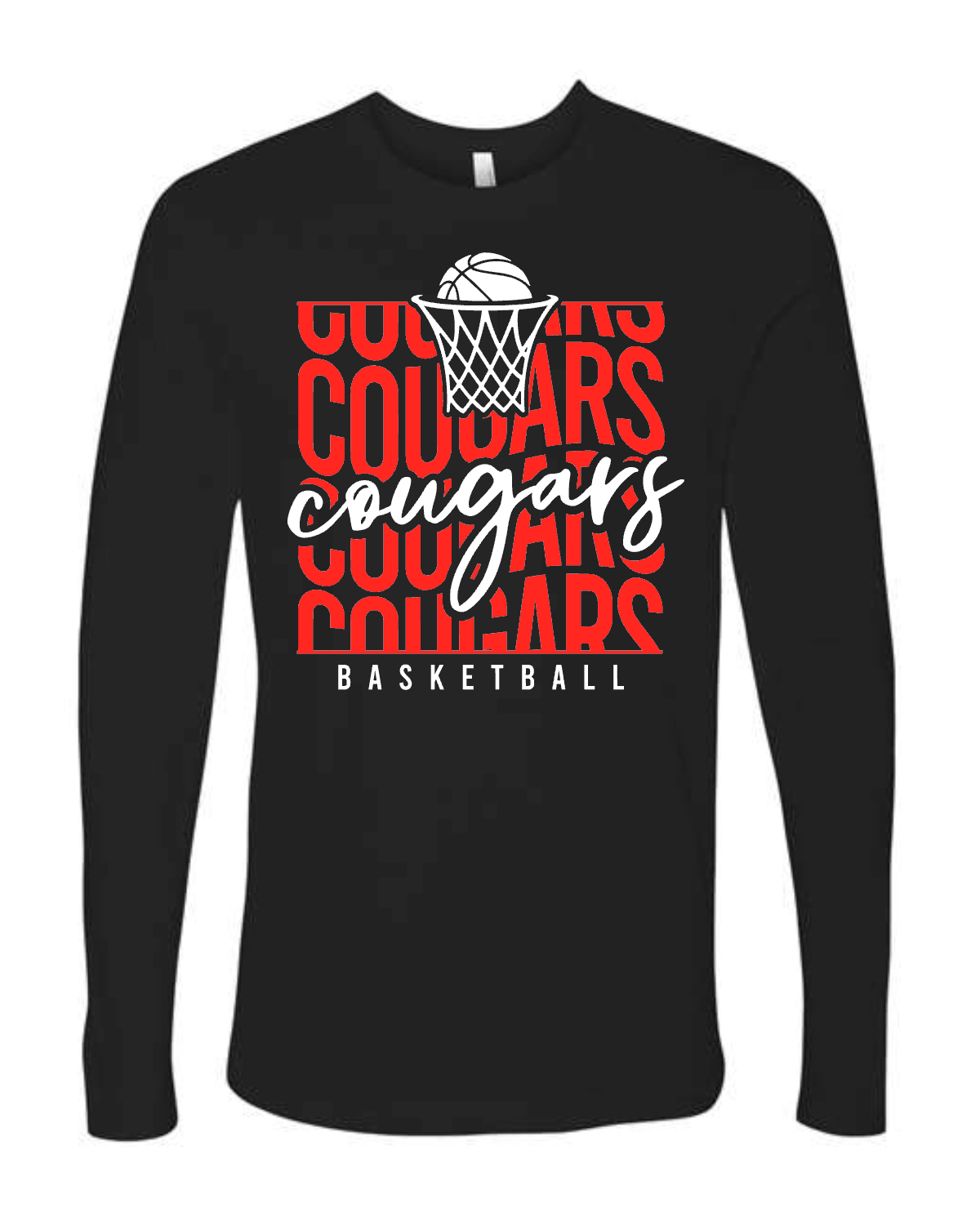 Stacked Cougars Basketball on black