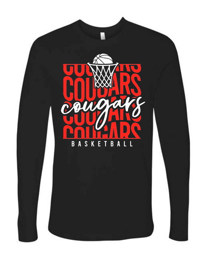 Stacked Cougars Basketball on black