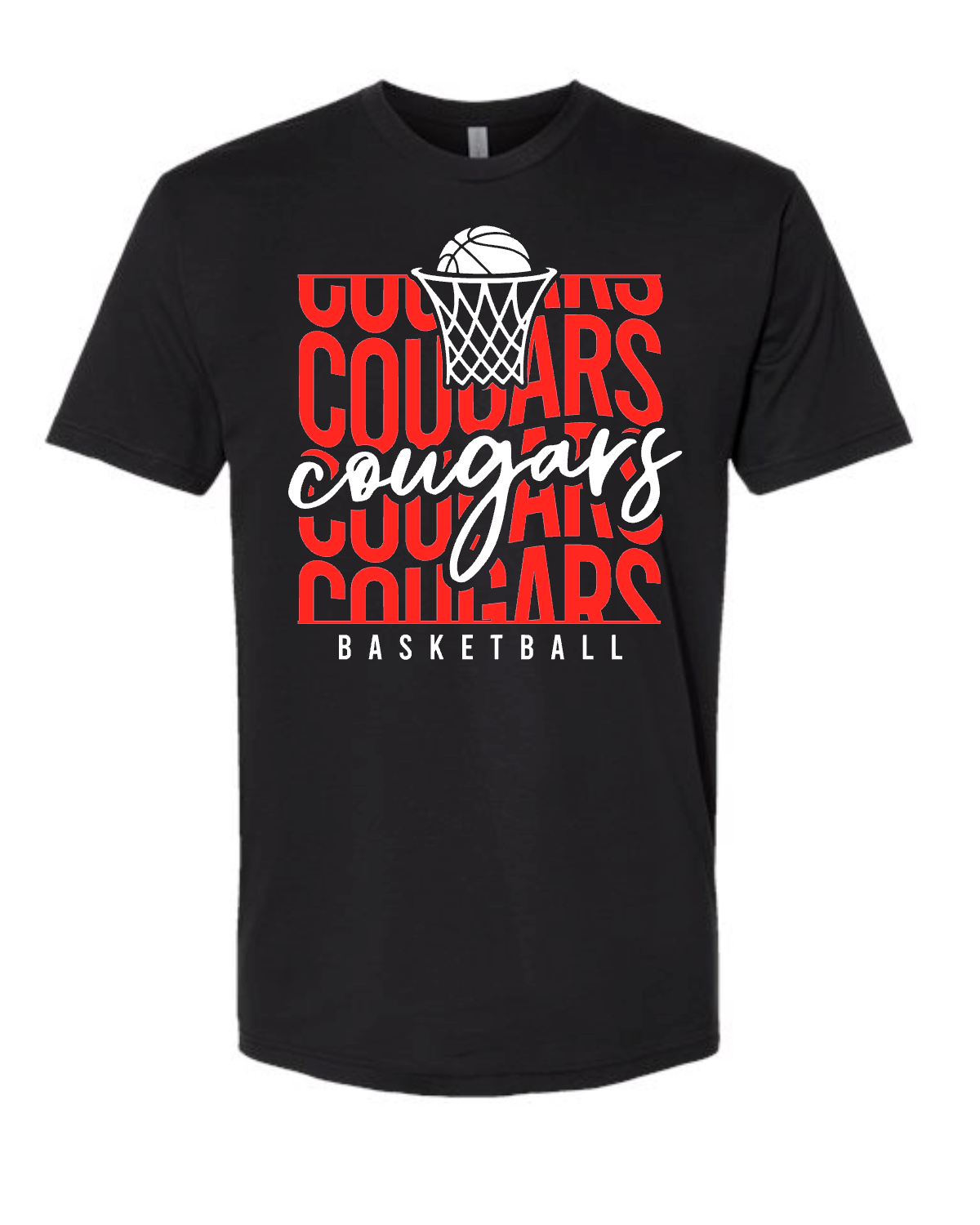 Stacked Cougars Basketball on black