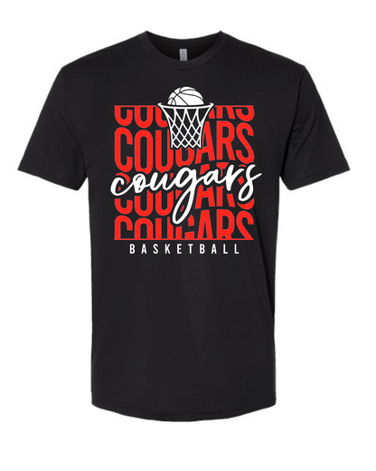 Stacked Cougars Basketball on black