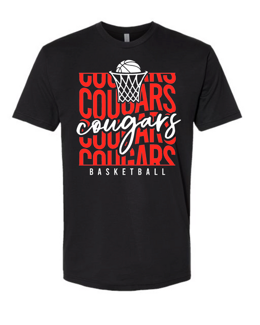 Stacked Cougars Basketball on black