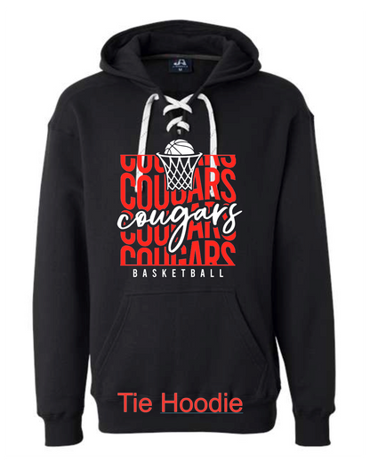 Stacked Cougars Basketball on black