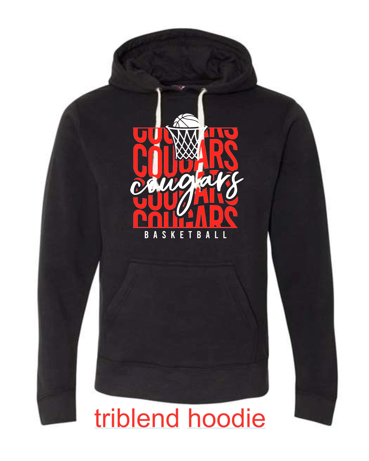 Stacked Cougars Basketball on black