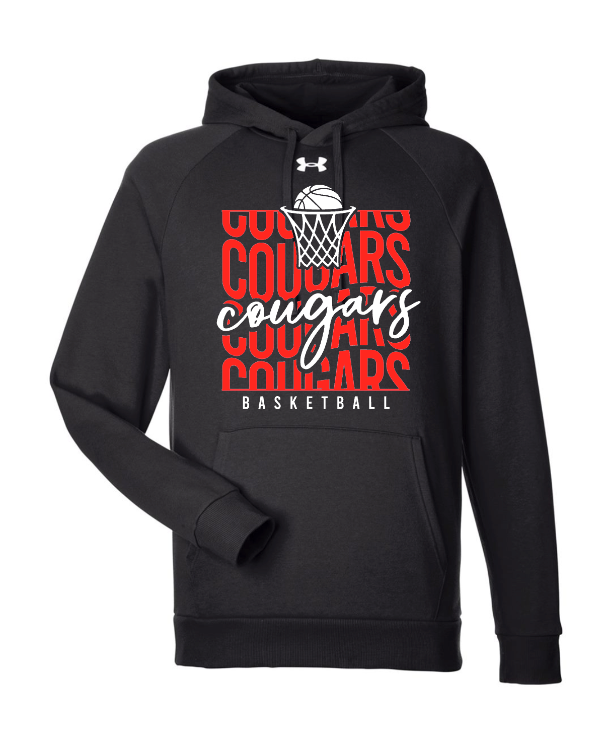 Stacked Cougars Basketball on black
