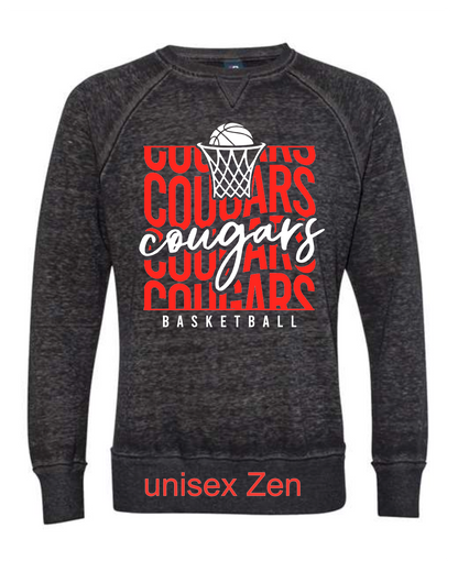 Stacked Cougars Basketball on black